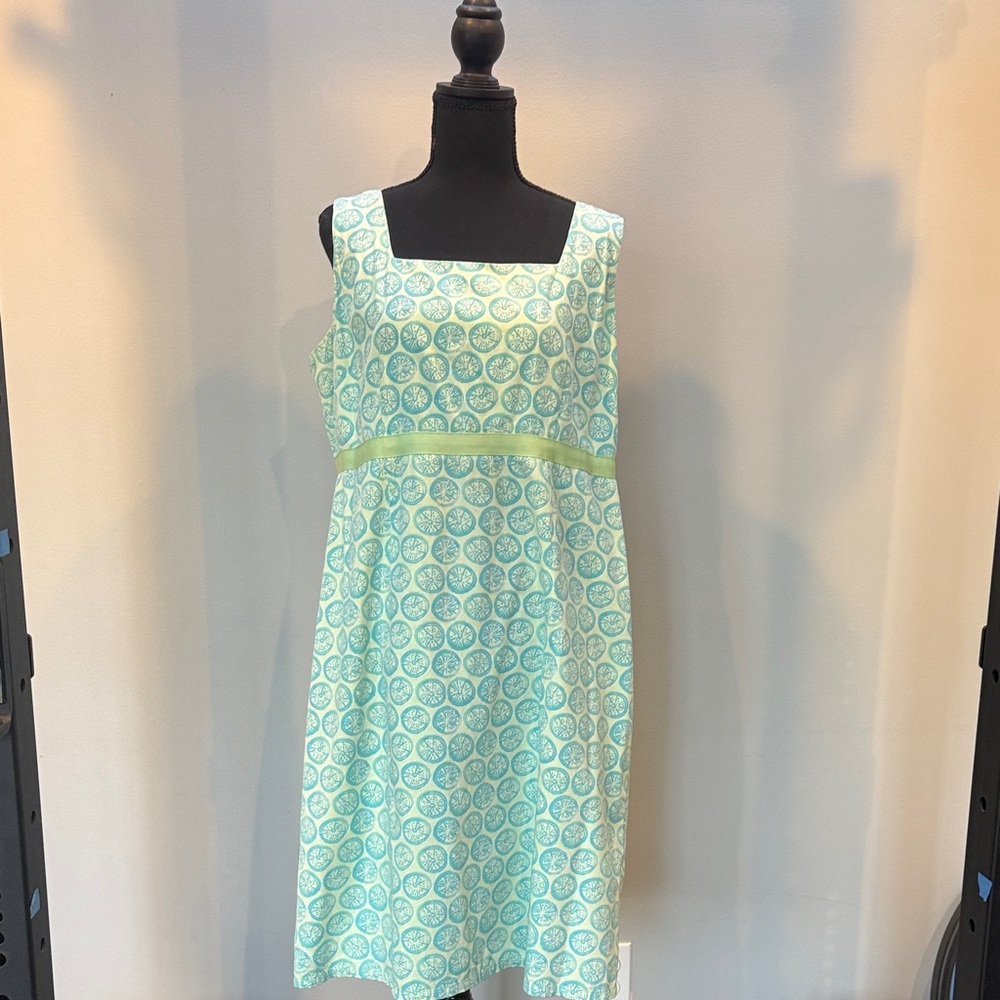 fresh produce Mint Green Blue Lemon Printed Midi Dress